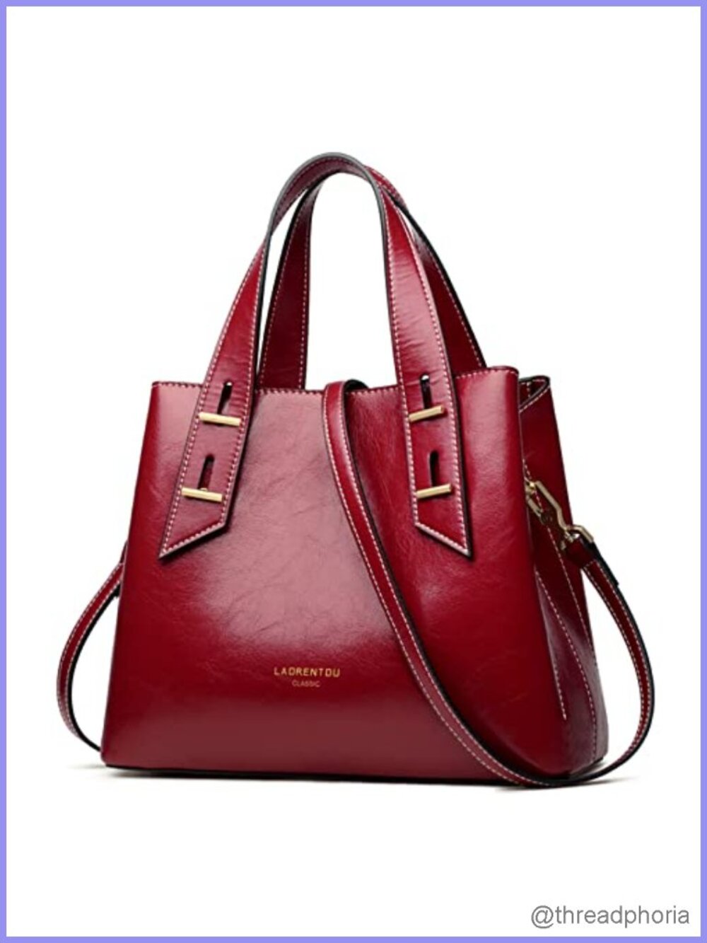 Genuine Leather Satchel Crossbody Handbag Top-Handle Shoulder Tote